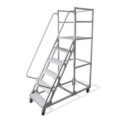 China Folding Ladders Warehouse Use Heavy Load Safety Safety Step Platform Steel Multi Rolling Ladder for sale