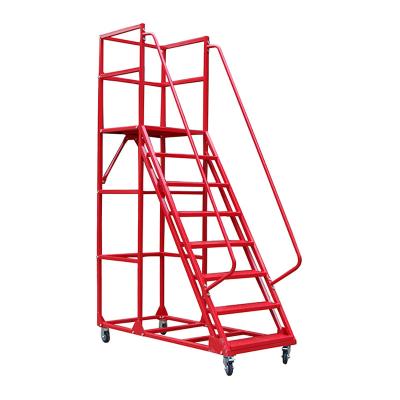 China Folding Ladders Warehouse Hang Down Large Steel Rolling Shipping Safety Platform Ladder for sale