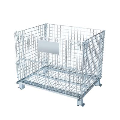 China Heavy Duty Collapsible Industrial Storage Carbon Steel Folding Wire Mesh Container for sale