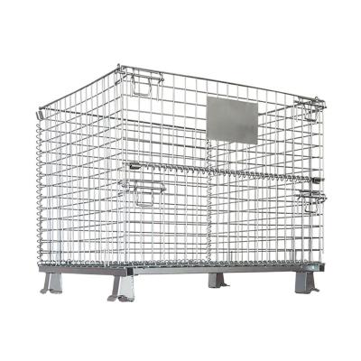 China Collapsible Industrial Galvanized Steel Stacking Collapsible Wire Mesh Container for sale