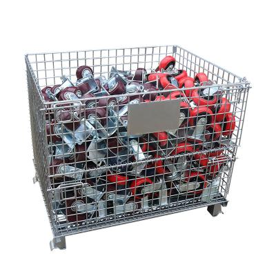 China Foldable Warehouse Storage Galvanized Steel Standard Wire Mesh Container Cages for sale