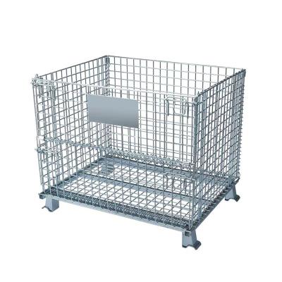 China Foldable Warehouse Steel Stackable Galvanized Carbon 800 x 600 x 640 Wire Mesh Container for sale