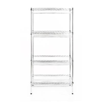 China Corrosion Protection Warehouse Boltless Medium Duty Multi Level Steel Wire Mesh Chrome Shelving for sale