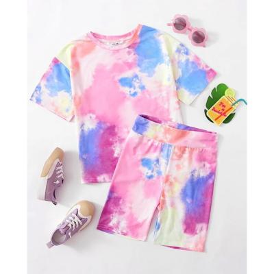 China Kids Summer Clothes Casual Biker Shorts Tie Dye Set Kid Clothes Sets for sale