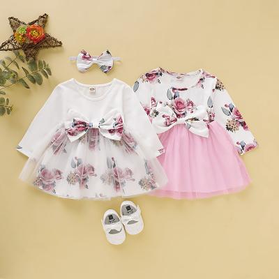 China Factory Direct Sales Breathable Summer Printed Gauze Skirt Comfortable Cotton Bow Girls' Dresses for sale