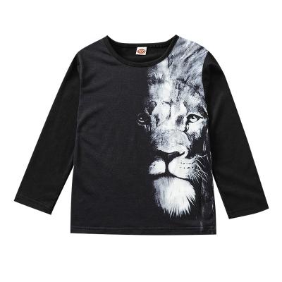 China 2021 Hot Selling Custom Lion Print Autumn Casual Children's Clothing Breathable Top for sale