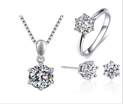 China FASHIONABLE American Diamond Necklace Sets Jewelry Eternal Love Ring Exquisite Moissanite Wedding Sets Ladies for sale