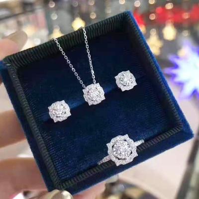 China Wholesale Ethnic Fashion Diamond Women Gold Plated Flowers Jewelry Set Rose Christmas Gift Jewelry Sets for sale