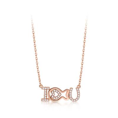 China High Quality Fashion Necklace Letter Chain Necklace 18k Rose Gold Plated Female Clavicle I Love You for sale