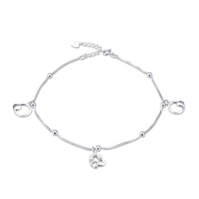 China 2021 Vintage Accessories CLASSIC CZ Stone 925 Sterling Silver Women's Anklet With Heart for sale