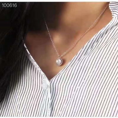 China 2021 Fashion 925 Pure Silver Natural Pearl Necklace Women's Creative Lucky Shell Jewelry for sale