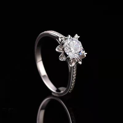 China Fashion Jewelry 925 Sterling Silver Engagement Ring Sun Flower Diamond Ring for sale