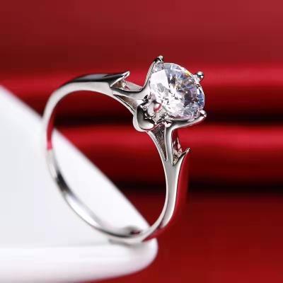 China CLASSIC European and American Simple Silver Diamond Ring Engagement Wedding Ring Custom Made for sale