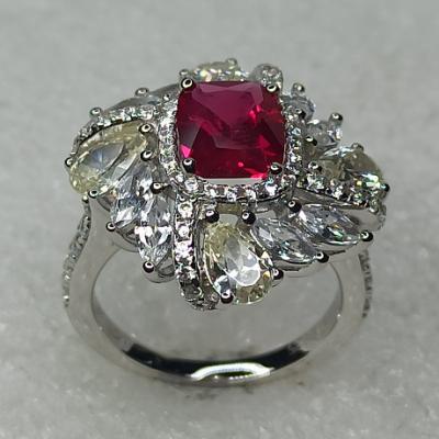 China TRENDY ROMANTIC CLASSIC ELEGANT Light Luxury Jewelry Ice Cut Zircon 925 Sterling Silver/K Gold Ring Women Ruby Ring Engagement Ring for sale