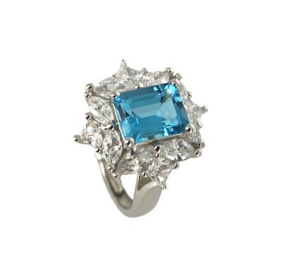 China TRENDY CLASSIC ELEGANT fashion jewelry dainty 925 sterling silver rings Blue Topaz ring luxury ring 9k/14k/18k gold ring for sale