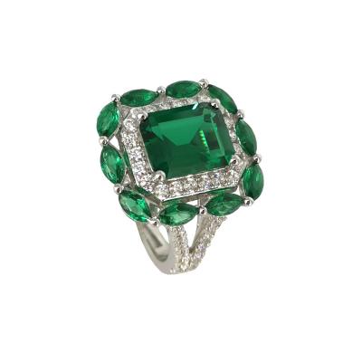 China TRENDY ROMANTIC CLASSIC ELEGANT Dainty fine jewelry zircon ring luxury emerald green ring 925 sterling silver/9k/14k/18k gold big stone ring for sale