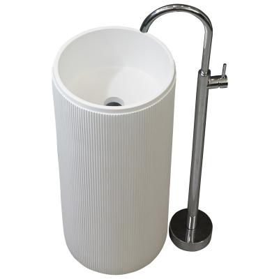 China New Design Bathroom Sink Lavatory Eco-friendly Artificial Stone Freestanding Wash Basin for sale