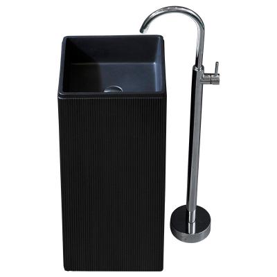 China Eco-friendly Artificial Acrylic Solid Outdoor Stone Basin Vanity Stone Low Price Pedestal Wash Basin Standing Hand Wash Sink for sale