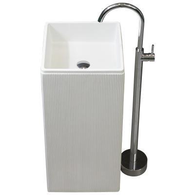 China Eco-friendly Solid Outdoor High Quality Solid Freestanding Floor Sink Pedestal Wash Basin for sale