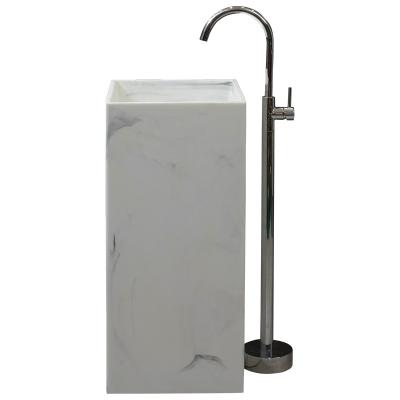 China Eco - Friendly Most Popular Solid Outdoor Pedestal Sink Freestanding Floor Standing Wash Basin for sale