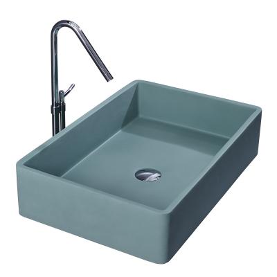 China Eco-friendly Good Quality Solid Outdoor Artificial Stone Sink Art Basin Bathroom Basin Table Countertop Basin Sink for sale