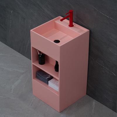 China Modern High Quality Wall Hung Rectangle Console Sink Bathroom Wall Mounted Hung Wash Basin Wall Vanity Artificial Stone Frame for sale