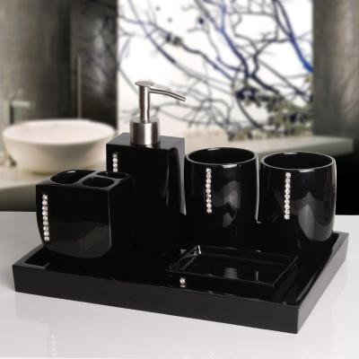 China 5 Piece Bathroom Accessories Set Gift Bath Set Toilet Set Promotional Viable Bathroom Accessories for sale