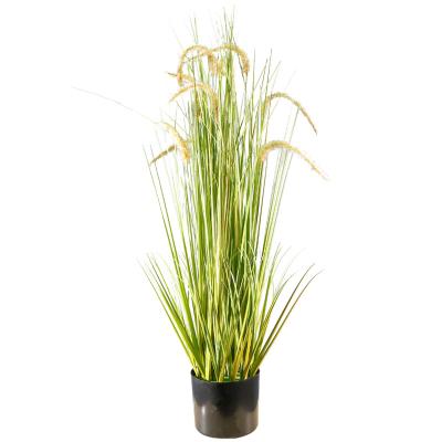 China Indoor Art Decor For Sale Tall Grass Ornamental Table Green Set Potted Plant Artificial Onion Reed Grass for sale