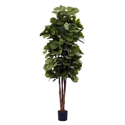 China High Quality High Simulation Green Potted Home Artificial Indoor Plastic Fake Fiddle Leaf Fig Tree Manufacturer for sale