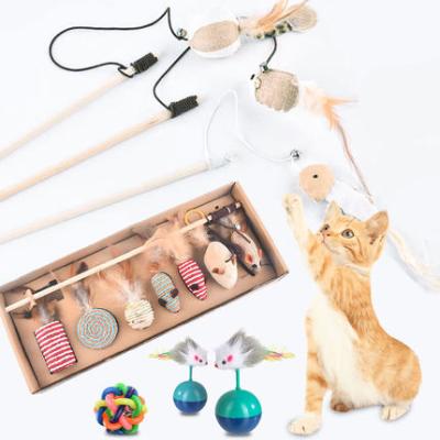 China Interactive Toys Kitty Supplies Pet Training Toy Cat Sticks Feather Bells Viable Funny Fairy Sticks Fish Artifacts Mouse for sale