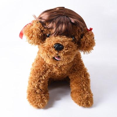 China Funny Christmas Stocked Eve Party Decor Pet Wigs Cat Costume Synthetic Accessories Dog Cosplay Headwear for sale