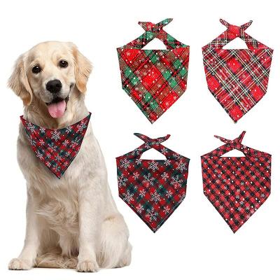 China Wholesale Custom Printed Stocked Pet Scarf Triangle Plaid Christmas Dog Bandana Head Collar Matching With Logo For Dogs Cotton for sale