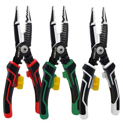 China 9 in-1 Multi Functional Cable Cutter Terminal Wire Stripper Pliers Pliers Needle Nose Electrician's Crimping DIY Tools for sale