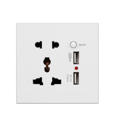 China Other Multifunctional 5 Pin With Dual Plug International Universal 2 Or 3 USB Charger Socket With Wall Jacks Switch Socket for sale