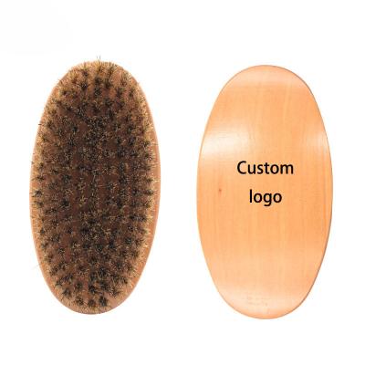 China Wholesale 100% Custom Eco-Friendly Logo Boar Stiffens Wooden Beard Brush For Men for sale