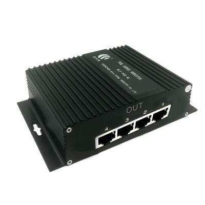 China 4 pararrayos de la oleada de Ethernet del interfaz del color Rj45 del negro del protector de sobretensiones del Poe de los puertos en venta