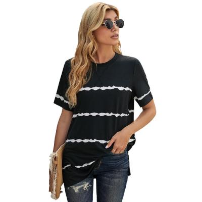 China 2021 Anti-wrinkle women stripes casual short sleeve for sale