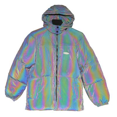 China Custom Reflective Anti-Shrink Coat Anti-shrink Bubble Color Rainbow Waterproof Detachable Hooded Jacket for sale