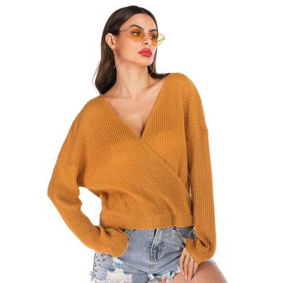 China Loose 2021 Autumn New Ladies V-neck Long Sleeve Knitted Sweater Cardigan Sweater Women Inner for sale