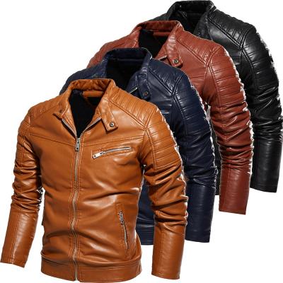 China Men's Pu Coat Fashion Youth Motorcycle Jacket Plush Leather Jacket QUICK DRY for sale