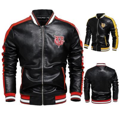 China 2021 British Autumn New Men's QUICK DRY Men's PU Coat Motorcycle Plush Color Matching Leather Jacket Suit for sale