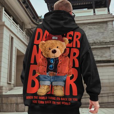 China Plush Thickened Bear Fashion Winter Anti-Shrink Hooded Loose Couples Sweater Oversize Men's Fattening Sweater for sale