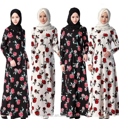 China Muslim Dress Fashion Floral Print Abaya Islamic Clothing Women In Dubai Islamic Clothing For Women Maxi Dresses for sale