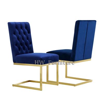 China Customized Luxury Dining Chairs New Design Modern Velvet Dining Room Chairs Gold Metal Legs for sale