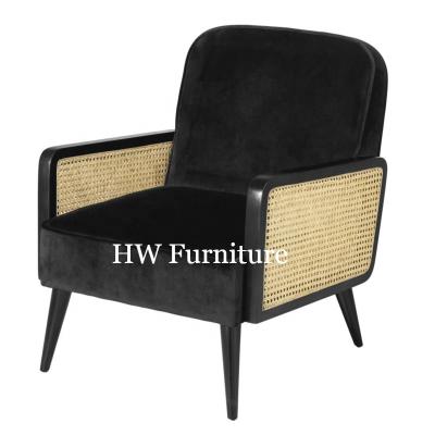 China Modern Living Room Decor Oak Wood Velvet Armchairs Armcharis Living Room Rattan Occasional Chairs for sale