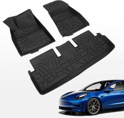 China Anti-skidding.clean Fitted Model 3 Floor Mats Full Set Strip Car Floor Mats All Weather Protection for sale