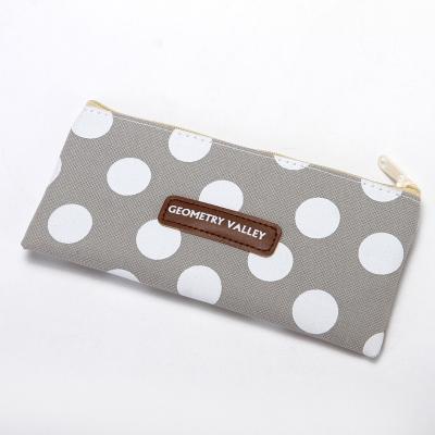 China Creative Pencil Case Bag Large Capacity Pencil Cases Pen Bags Grid Dot Canvas School Pencil Case With Stationery for sale