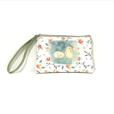 China Waterproof cute horizontal square bag mobile phone purse small fresh fabric cartoon coin bag for sale