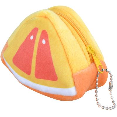 China Waterproof cartoon children's creative plush toy three-dimensional triangle fruit coin purse for sale