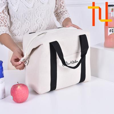 China Portable Canvas Lunch Bag Insulated Lunch Bag Waterproof Customized Lunch Cooler Bag For Food for sale